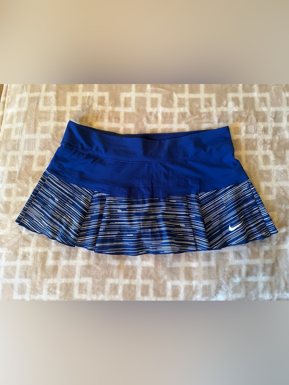 Nike Blue Pleated Athletic Skort with Stripe Detail